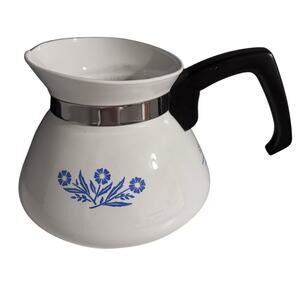 Vintage Corning Ware Coffee Pot – Blue Pattern, Pyroceram Percolator Server, MCM